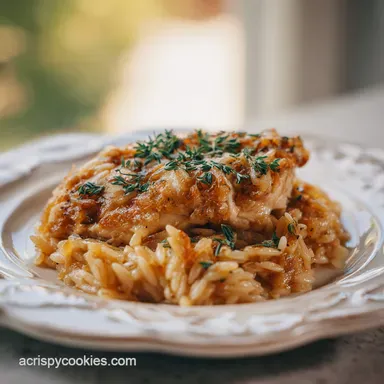 French Onion Chicken Orzo Casserole Recipe: 1 Hour Recipe Card