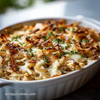 French Onion Chicken Orzo Casserole Recipe: 1 Hour