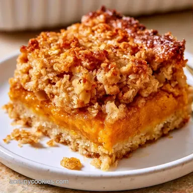 Pumpkin Pie Crumble Bars with Oats Recipe Card