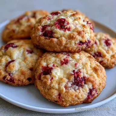 Raspberry White Chocolate Cookies for 18 Recipe Card