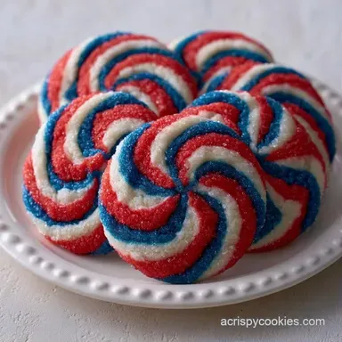Red White and Blue Pinwheel Cookies Recipe Card