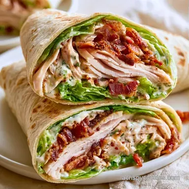 Turkey Ranch Club Wrap in 10 Minutes Recipe Card