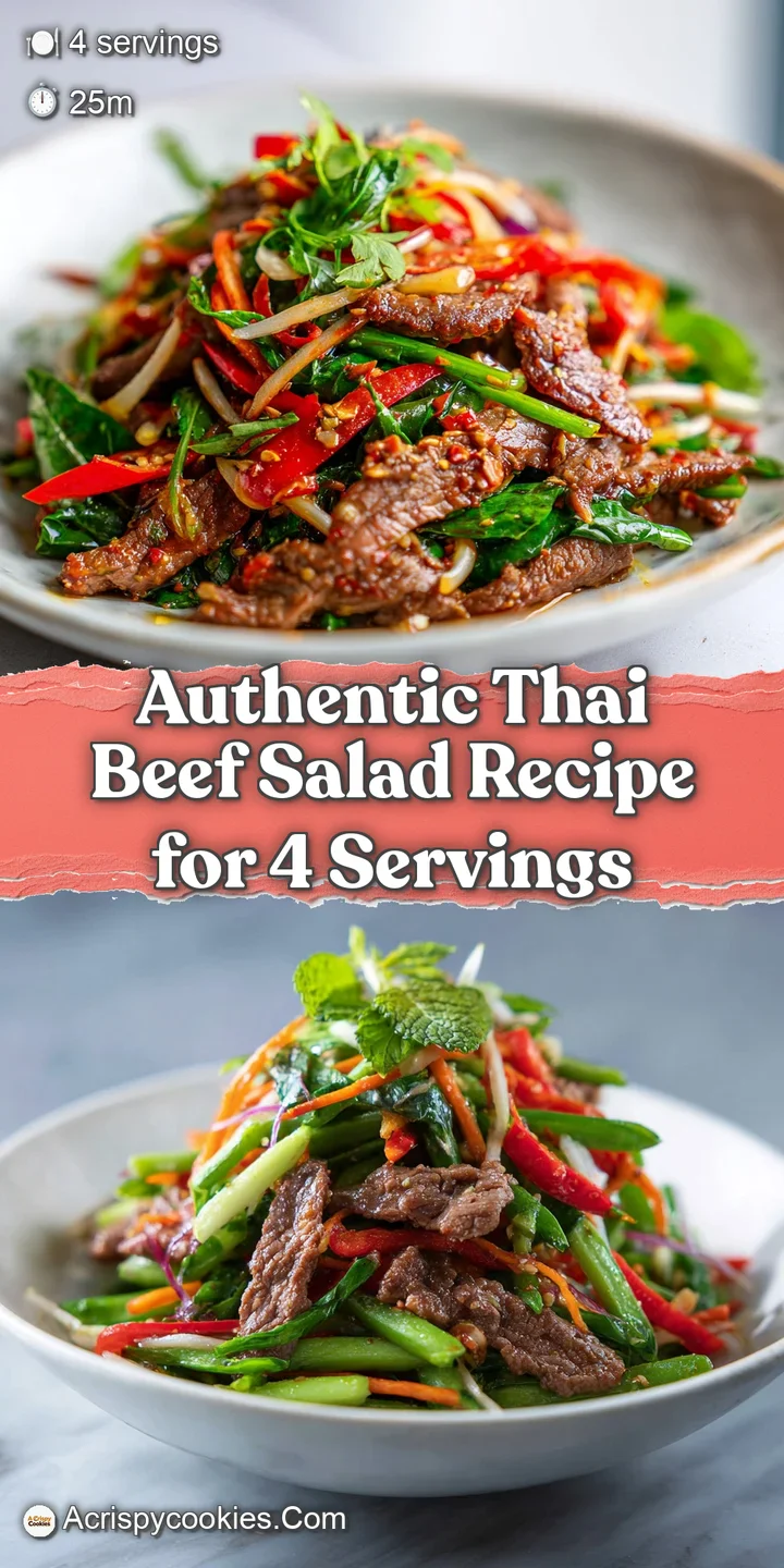 Close-up of Thai beef salad: succulent beef, crisp lettuce, and glistening dressing create a mouthwatering and fresh impre...