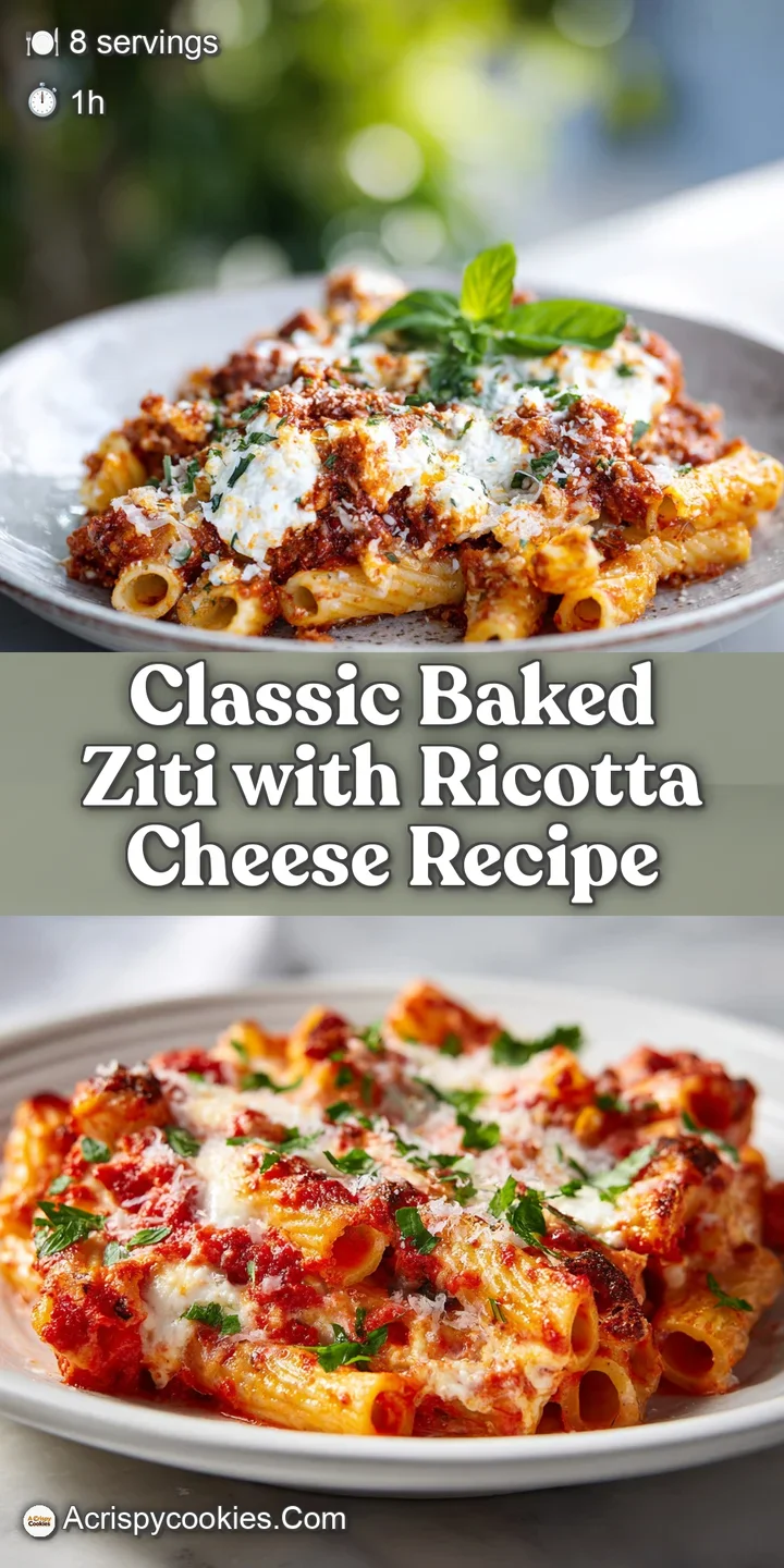 Close-up of bubbling, cheesy baked ziti. The browned edges of the pasta create inviting texture against the melted cheese.