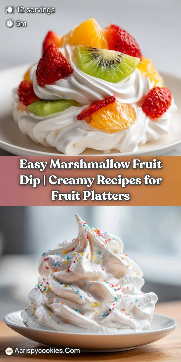 Close-up reveals the glossy texture of marshmallow fruit dip studded with juicy strawberries and chunks of sweet pineapple.