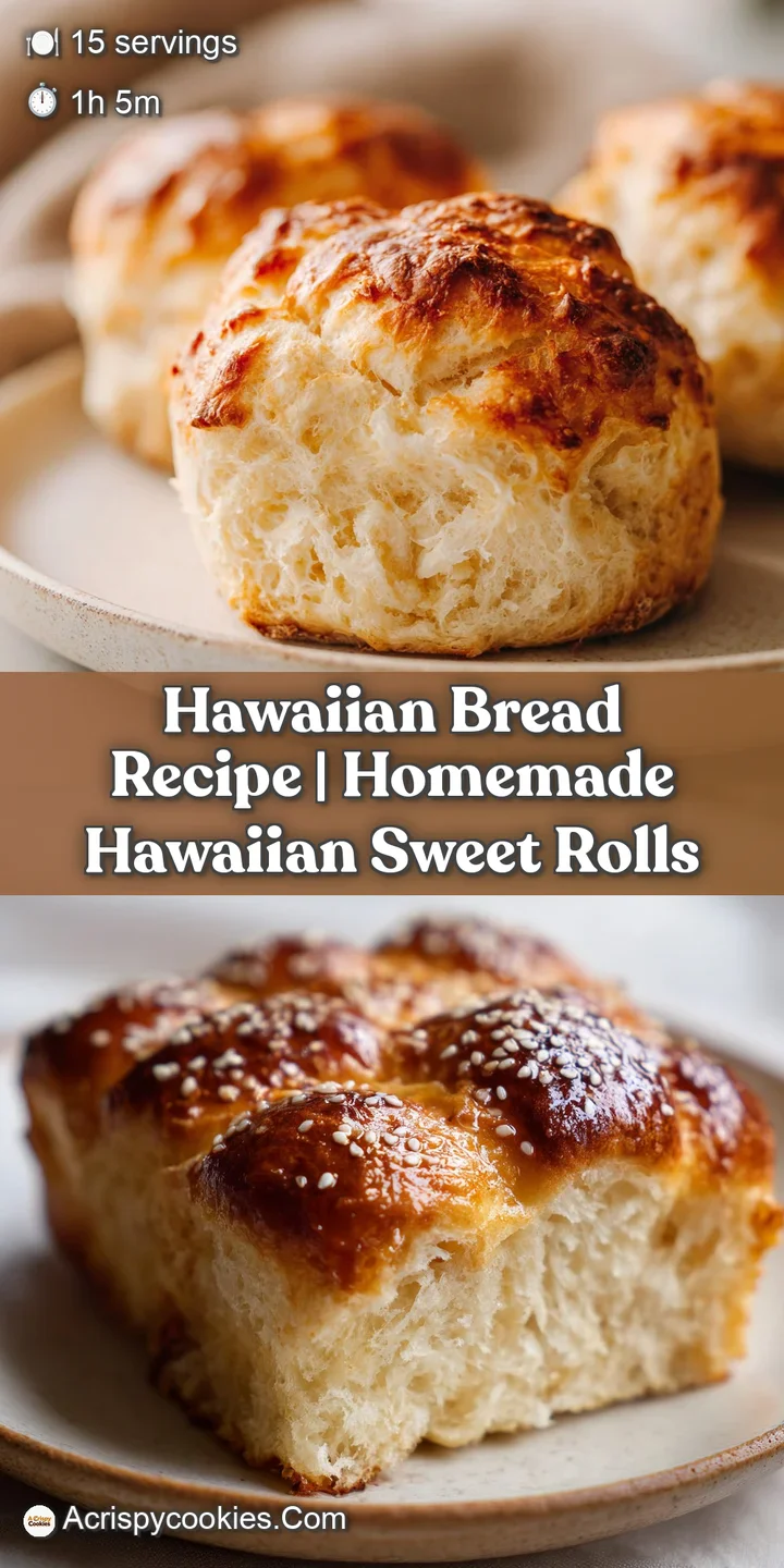 Close-up of a freshly baked Hawaiian roll; soft, slightly browned crust and airy texture, hints of sweetness and visible y...