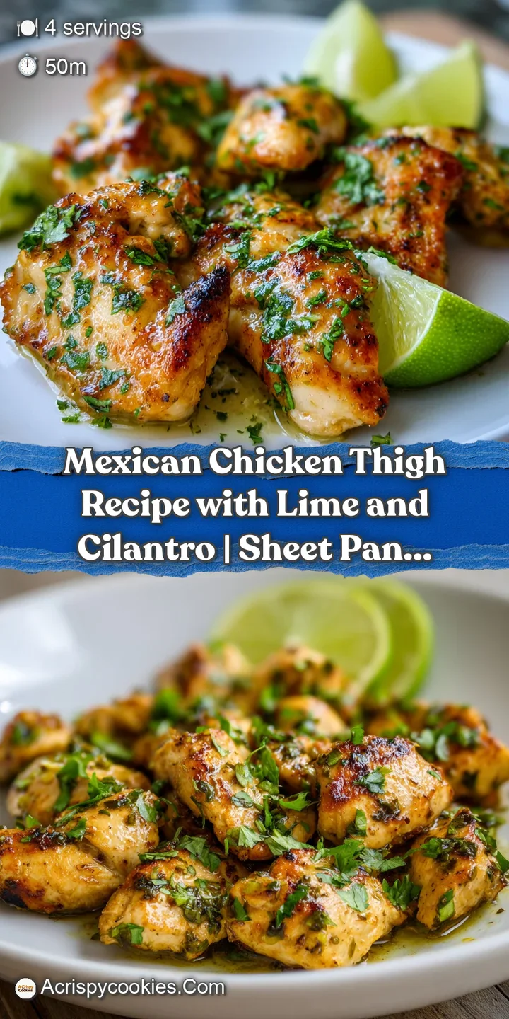 Close-up of a succulent, lime-infused chicken thigh showcasing its crispy skin and juicy interior, flecked with fresh cila...