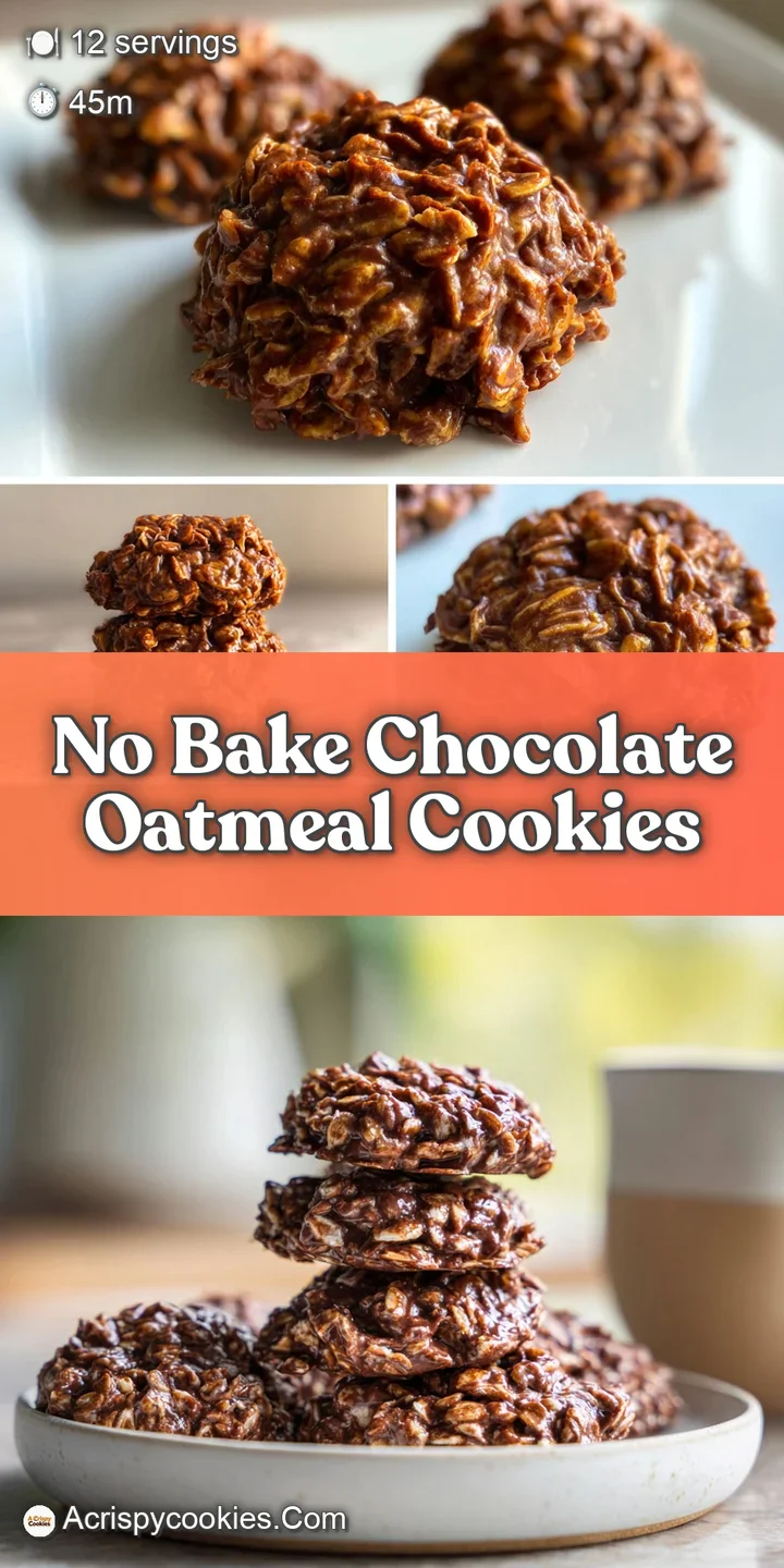 Close-up of a fudgy chocolate oatmeal cookie; visible oats and a slight sheen hint at a moist, chewy center and rich choco...