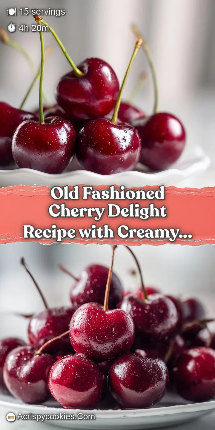 Close-up of cherry dessert: luscious red cherries, creamy white filling, and textured graham cracker crust. Sweet and invi...
