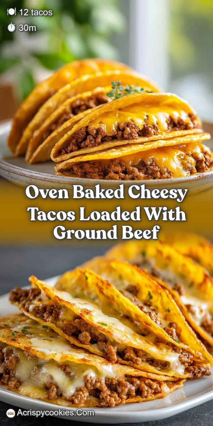 Close-up of a bubbly, melted cheese taco overflowing with savory ground beef and colorful spices. Hints of crispy shell pe...