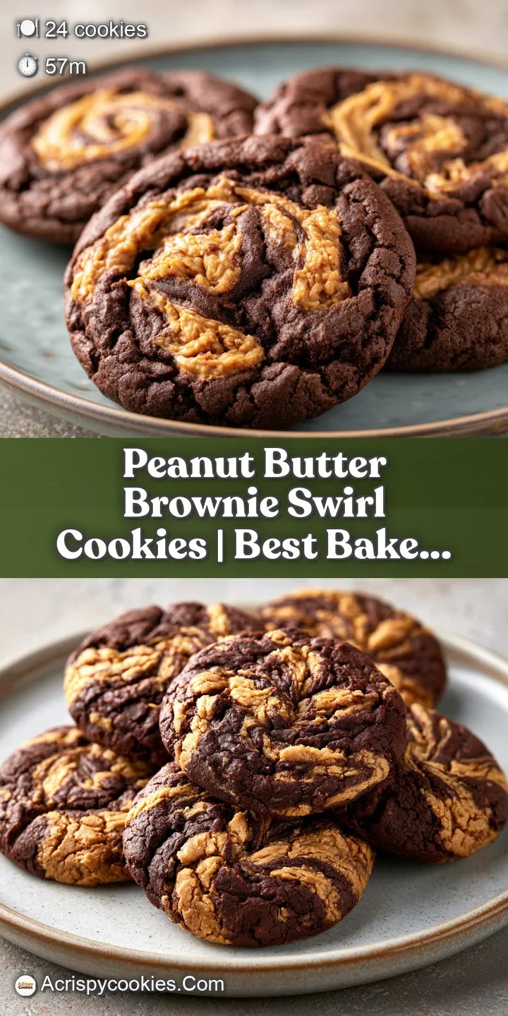 Close-up of a soft, chewy brownie cookie showing a rich, molten chocolate center and a smooth, glossy tan swirl.