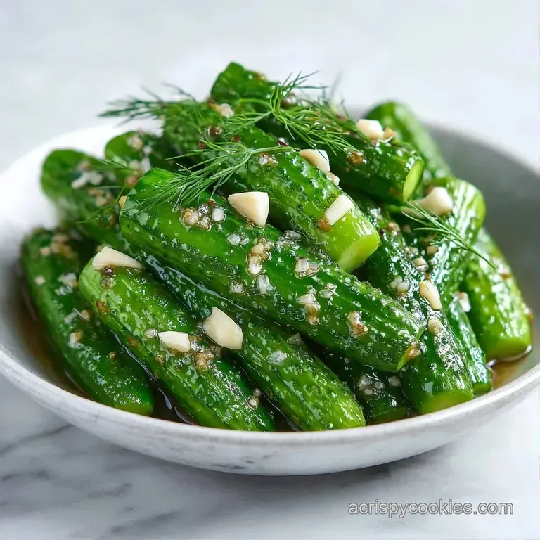 Crisp cucumber spears arranged on a rustic wooden board, glistening with brine and topped with fresh dill.