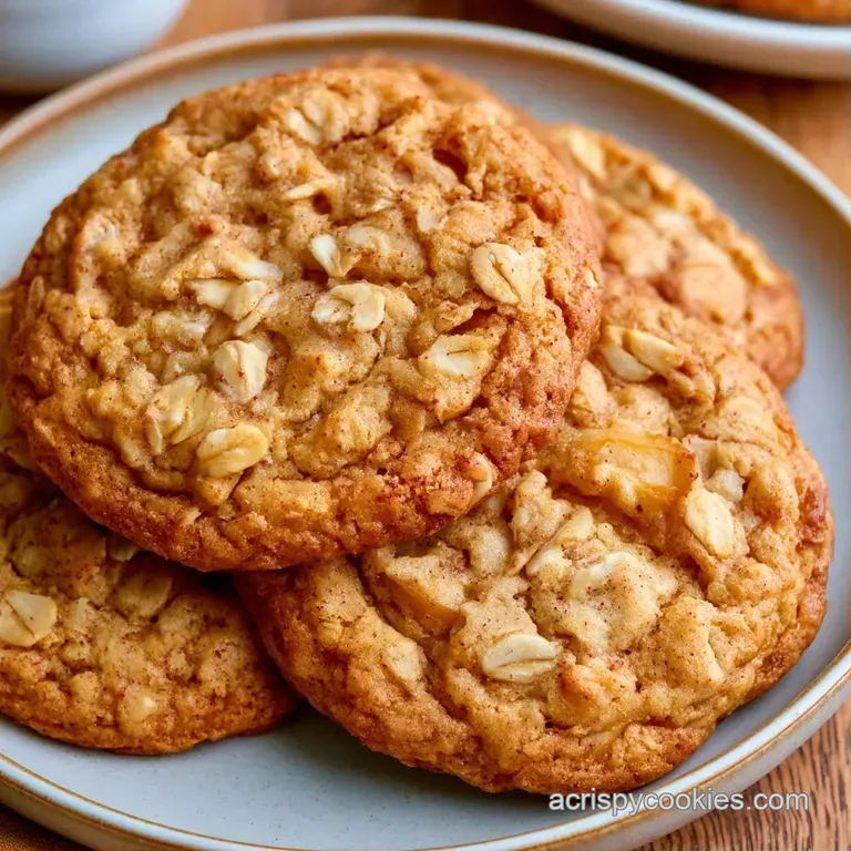 Stack of golden-brown chewy cookies on a white ceramic plate, garnished with a dusting of cinnamon sugar.