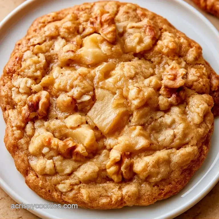 A neat stack of soft, golden cookies on a white ceramic plate accented by a linen napkin and fresh apple slices.