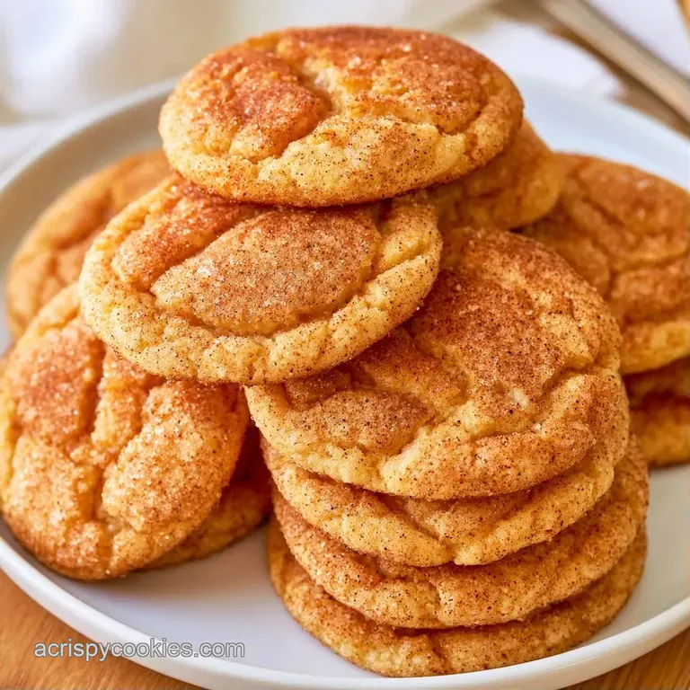 A stack of soft, golden cookies dusted in cinnamon sugar on a white ceramic plate beside a glass of cold milk.