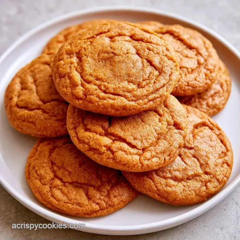 Golden orange cookies elegantly stacked on a white ceramic plate beside a folded linen napkin and fresh cream.