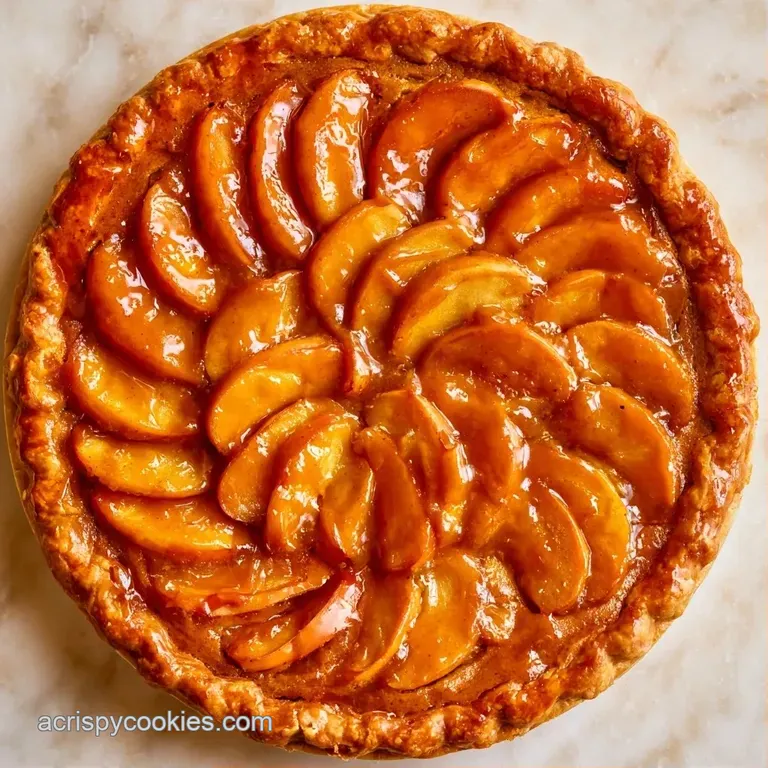 A slice of orange spiced custard on a white plate, topped with a cloud of whipped cream and golden caramel.