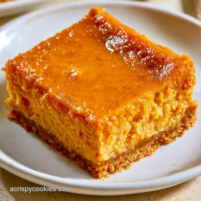A square of marbled orange and cream dessert on a white plate, topped with whipped cream and a dust of cinnamon.