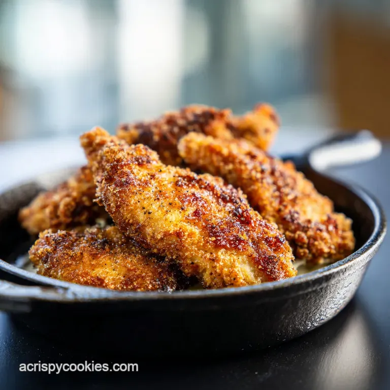 Plated chicken thigh with glistening, crisp skin. Served with vibrant green vegetables and a drizzle of pan sauce.