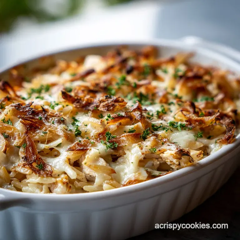 French Onion Chicken Orzo Casserole Recipe