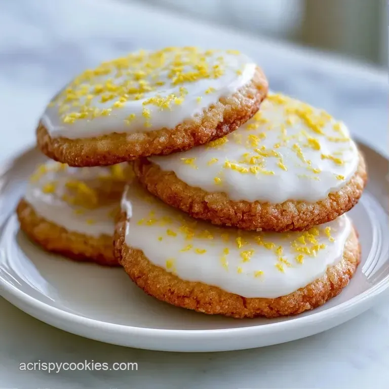 Neatly stacked pale yellow treats with a glossy white drip glaze arranged on a marble slab with fresh lemon slices.