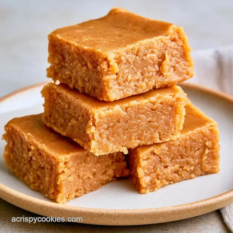 A stack of buttery golden dessert squares on a white marble platter, garnished with coarse sea salt crystals.
