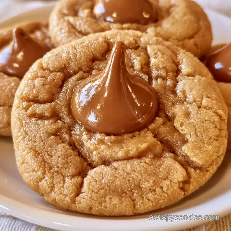 Soft, tan cookies with glossy chocolate centers arranged on a white platter with a dusting of powdered sugar.