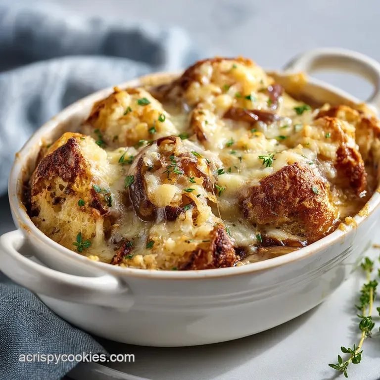 French Onion Casserole Dish with Gruyere Cheese