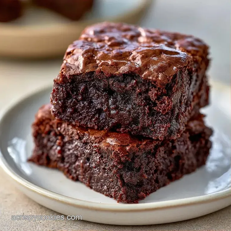 Square chocolate treats stacked elegantly on a white plate, topped with flaky sea salt and fresh red berries.