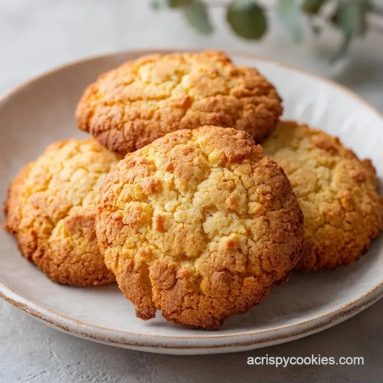 A neat stack of buttery golden cookies on a white ceramic plate beside a tall, chilled glass of creamy milk.