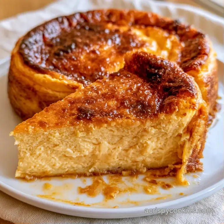 A single slice of burnt-top orange cake on a matte plate, garnished with a sprig of mint and a dusting of cinnamon.