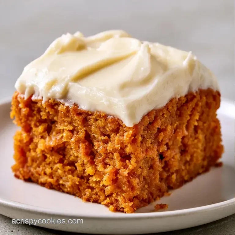 Square slices of spiced orange cake with smooth white icing arranged neatly on a white ceramic platter.
