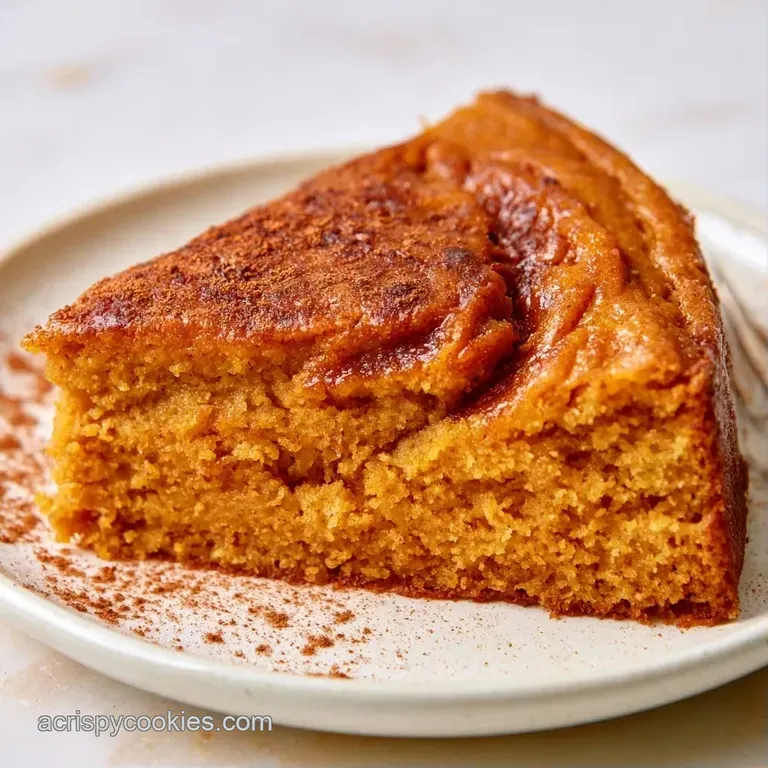 Sliced orange cake on a white ceramic plate, garnished with a swirl of cream and a sprinkle of toasted pecans.