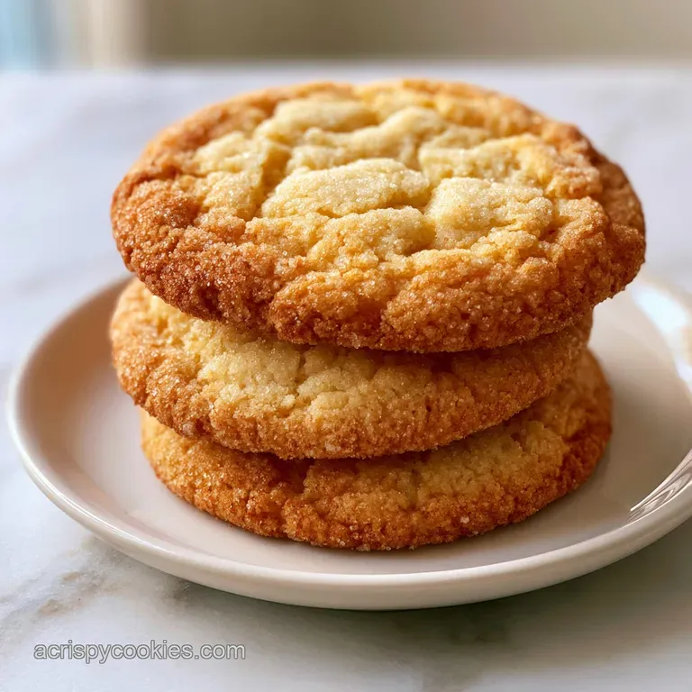 A neat stack of pale, buttery round cookies on a white ceramic plate with a soft, cream-colored linen napkin.