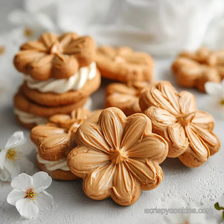 A single peanut butter blossom on a delicate plate, chocolate kiss nestled atop the cracked, sugary surface. Inviting and...
