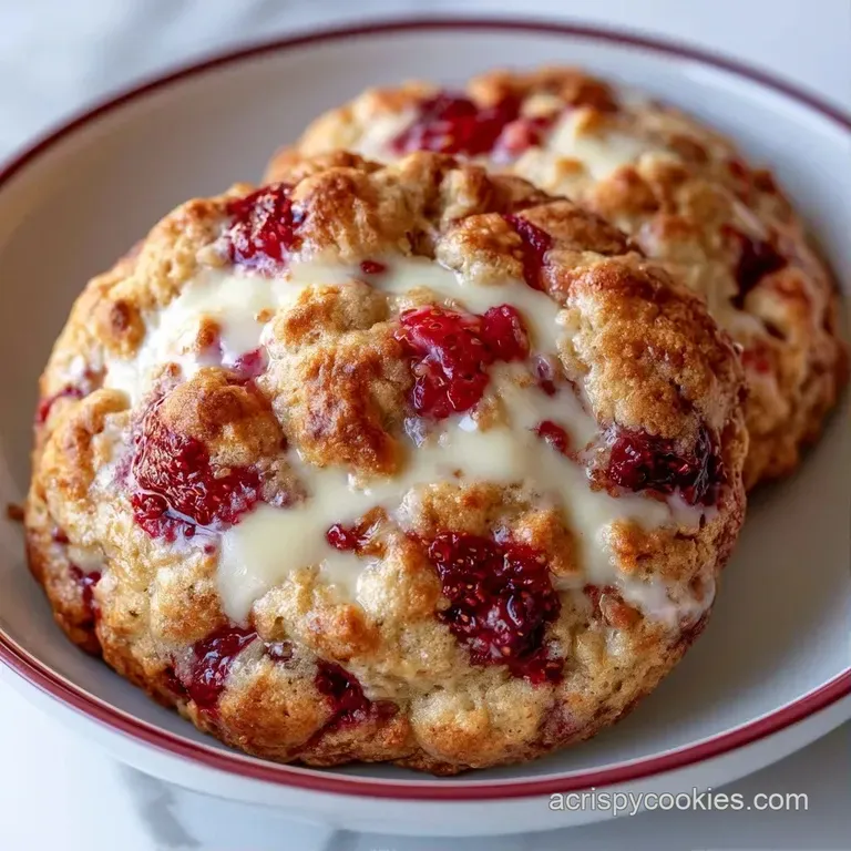 A neat stack of soft, golden cookies on a white ceramic platter accented by fresh, sliced strawberries on the side.