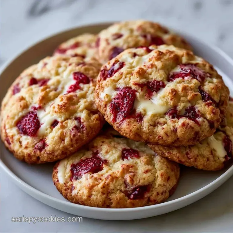 Strawberry White Chocolate Cookies with Freeze Dried Fruit