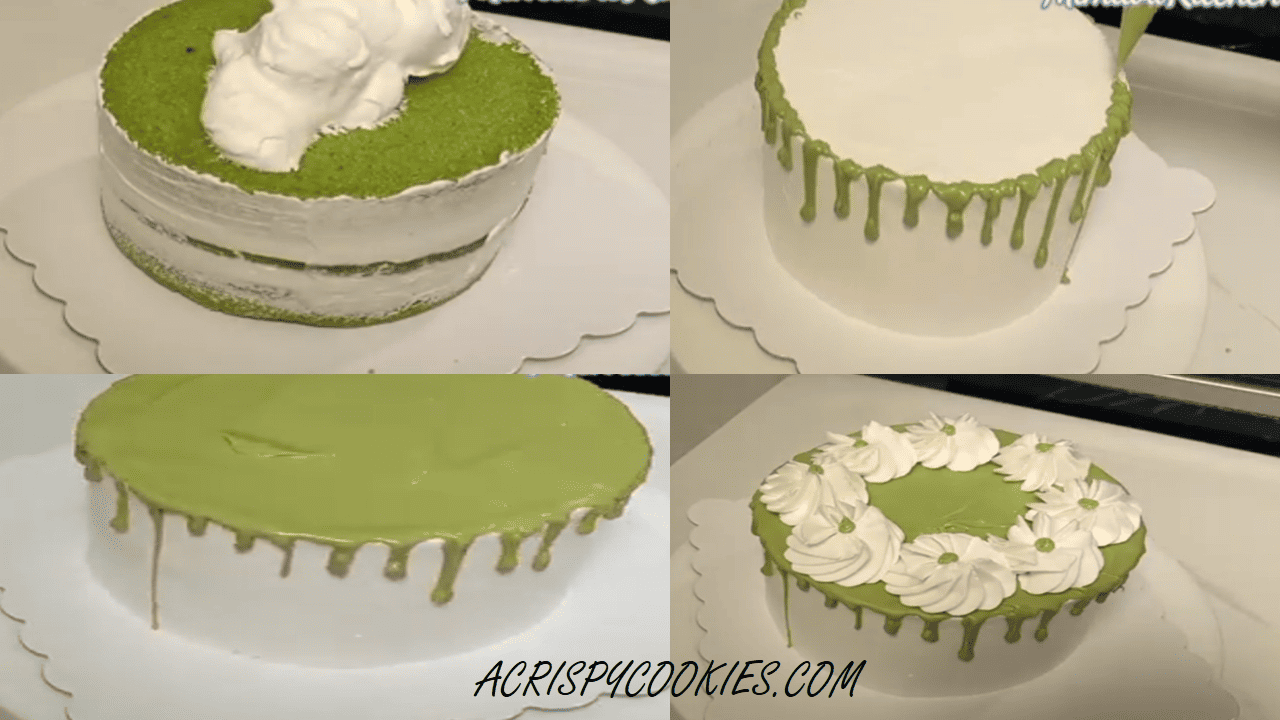 Assembling Matcha Cake