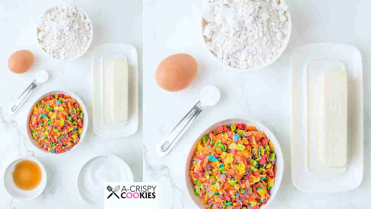 Ingredients for Fruity Pebbles Cookies